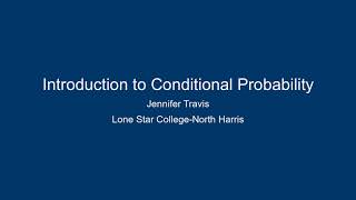 Introduction to Conditional Probability - JT 20161049
