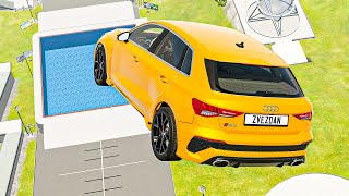 Extreme Speed Car Jumps into Pools – BeamNG Drive