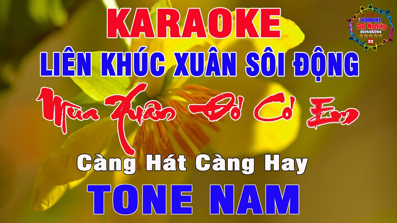 Liên Khúc Nhạc Xuân Karaoke Tone Nam Nhạc Sống Sôi Động Cực Hay, Sôi Động || Karaoke Đại Nghiệp