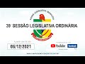 39ª Sessão Ordinária - Monte Negro/RO (06/12/2021)