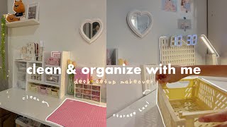 clean & organize my desk with me | desk setup makeover aesthetic , shopee haul