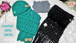 Crochet laila facile/تعالو‍ تشوفومعي 3 طلبيات التي عملت في هذا الأسبوع بالكروشيه /شال مستطيل