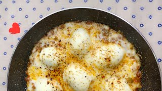 البيض التركي اللذيذ،وجبه فطور او عشا سهله كثير!