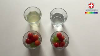 Ionized alkaline water test with fruit and vegetables