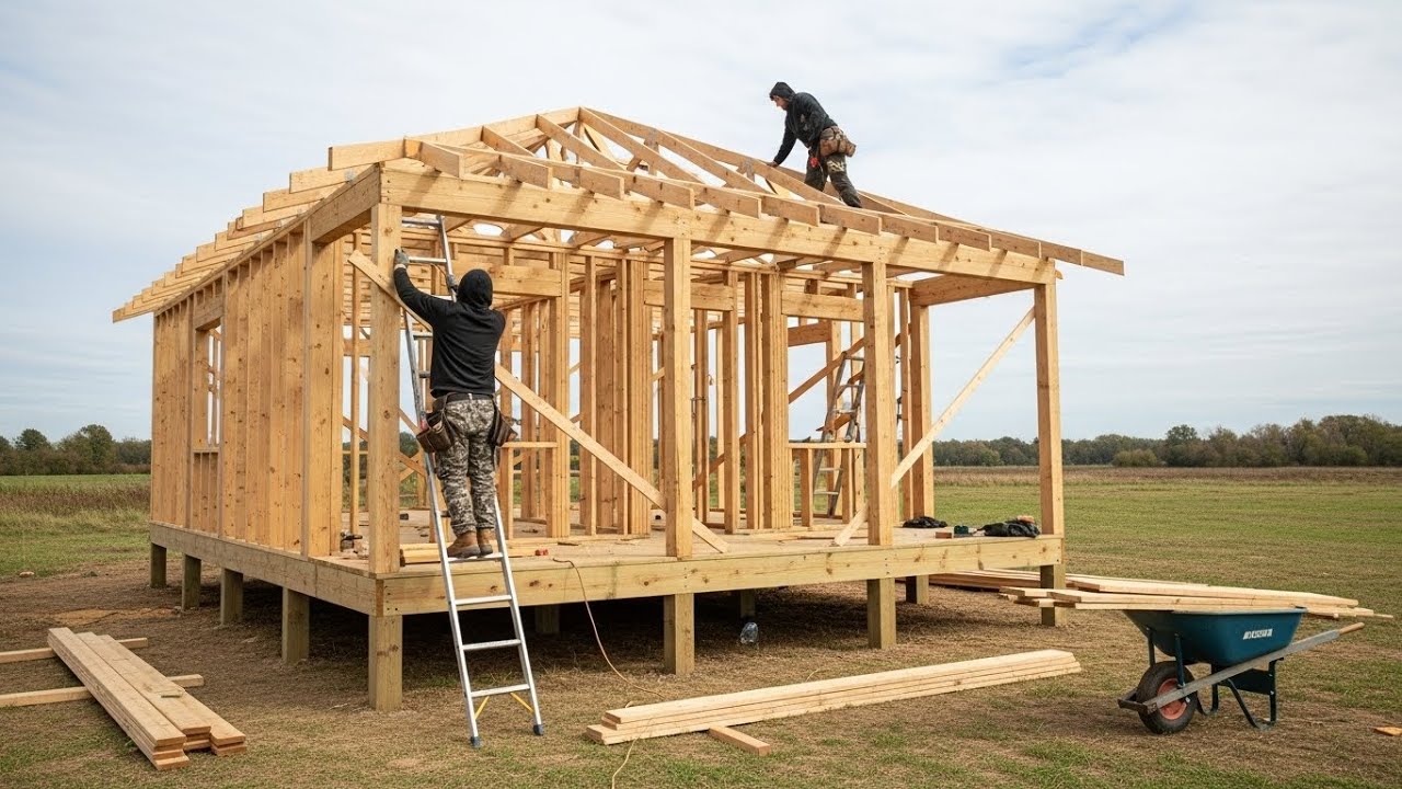 Step by Step in Silence — A Wooden House Built with Patience - YouTube