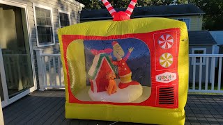 New 2022 7ft Animated Grinch Max TV Scene Gemmy Christmas Airblown Inflatable Review