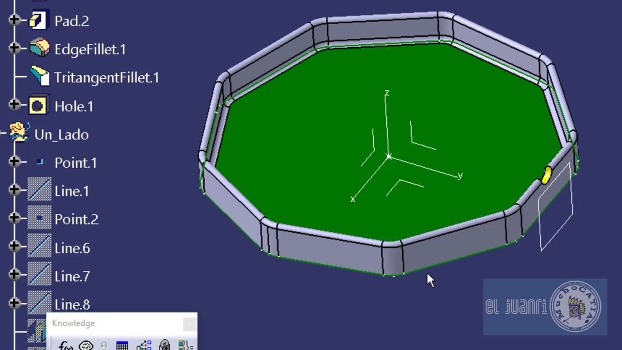 CATIA V5 desde cero. Ejerc. 80. Concurso 06-2012. Cenicero Poligonal parametrizado.