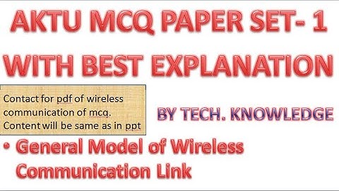 Wireless communication MCQ with best explanation PART 1/ AKTU Practice set for btech students
