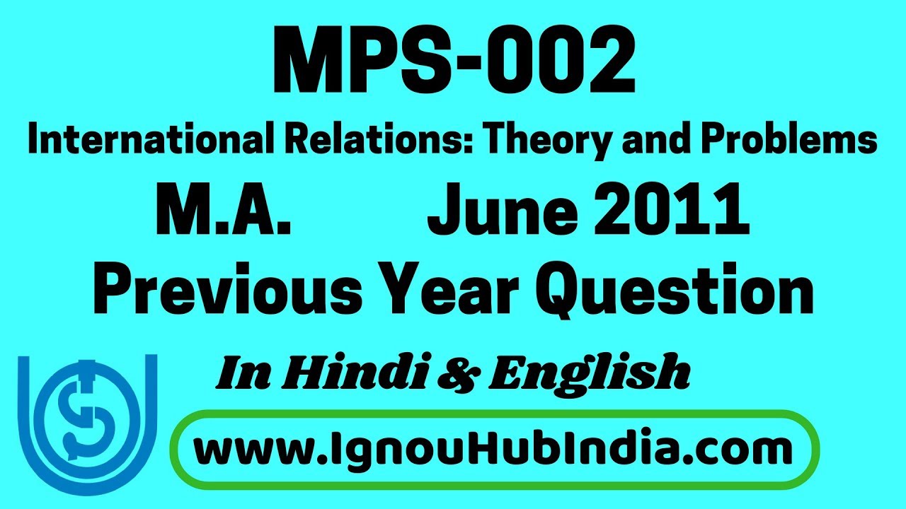 IGNOU MPS 002 Previous Year Question Paper June 2011 In Hindi & English | MPS-002 Political Science