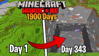 I Survived 1900 Days in HARDCORE Minecraft... 100x100 Pit