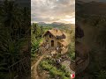Rumah jerami dan bambu gaya organik Lombok di area perbukitan hijau  #timelapse #rumahkayu #lombok