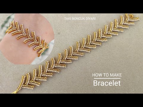 Balıksırtı bileklik yapımı /Herringbone bracelet.How to make a beaded bracelet.[DIY]