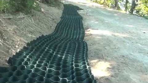 Stormwater management with SlopeGrid swale.