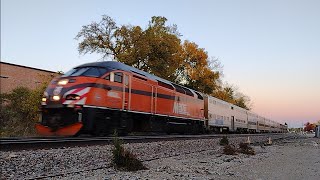 Metra MP36 405, the Milwaukee Road heritage unit west at Roselle, Illinois on October 12, 2022