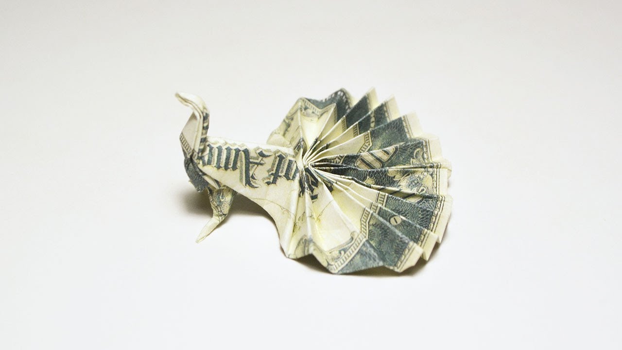 Money Peacock Origami Dollar Tutorial DIY Folded
