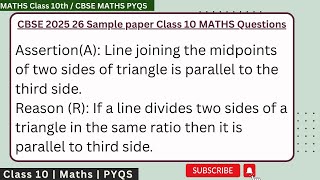 Assertion(A): Line joining the midpoints of two sides of triangle is parallel to the third side. Rea