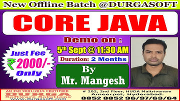 CORE JAVA Offline Training @ DURGASOFT