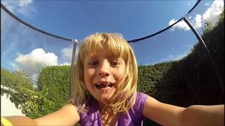 My first Gopro test video - August 2013 Hero3Black - Kids on trampoline and throwing gopro