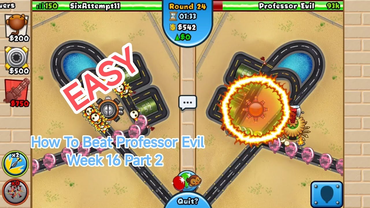 Easily Beat The New Professor Evil Battle Challenge In Bloons TD