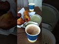 Tea break done right — hot chai, samosa with chutney, and sweet banana vibes. 🇮🇳☕🥟 #snacks #foodie
