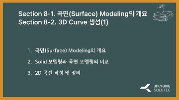 [SOLID EDGE 2024 동영상 강좌] Section 8-1 곡면(Surface) Modeling의 개요, Section 8-2 3D Curve 생성(1)
