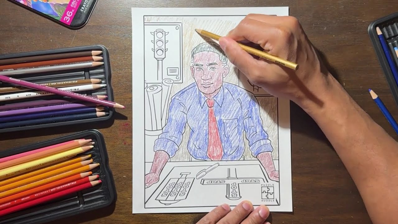 Black History Coloring Pages for Kids | Garrett Morgan Quiet Coloring Activity (14 Minutes)