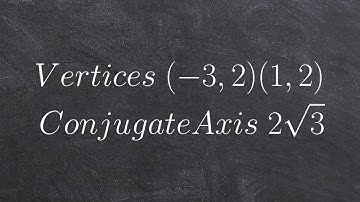 Write the equation of a hyperbola given vertices and length of conjugate axis