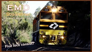 Five unit Westbound loaded grain train at Mt Lofty.