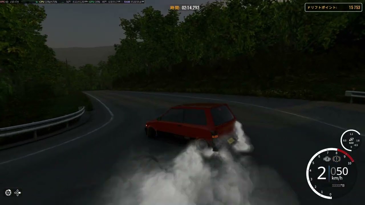 carx drift racing online もみじライン 夕刻 ダイハツ ミラターボTR-XX Modサウンド