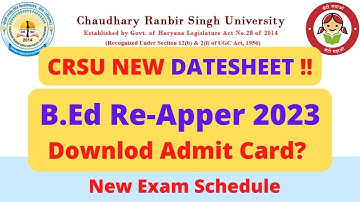 CRSU New Datesheet For B.Ed 1st And B.Ed 2nd Year 2023 #Crsuexams #bed