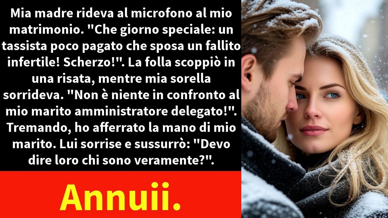 Mia madre rideva al microfono al mio matrimonio. 