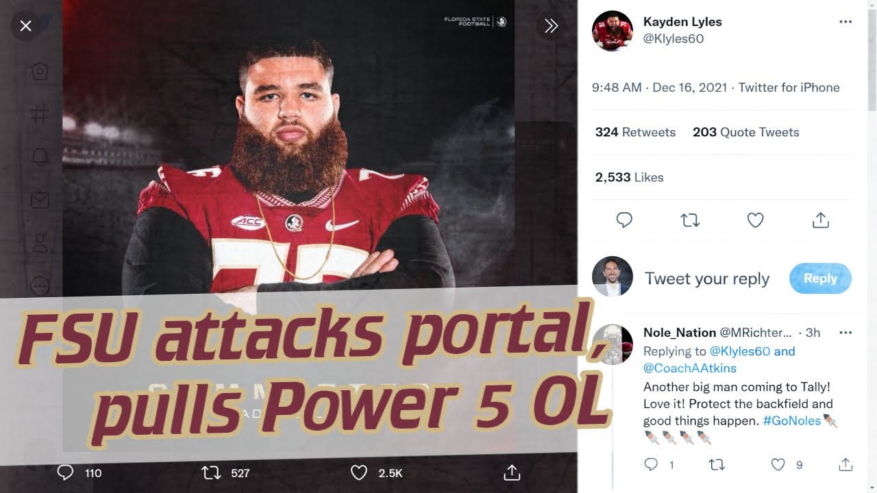 FSU Dives Into Portal Pulls Power 5 Transfer OL Misses On Frazier To