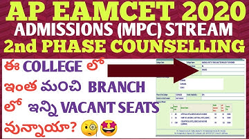 AP EAMCET 2020 LIST OF COLLEGES WITH HIGHEST  VACANT SEATS for  2nd PHASE COUNSELLING(pt-1)