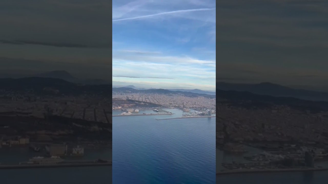 Flying into Barcelona a view of the Port