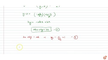 The straight line `x/a+y/b=1` cuts the axes in A and B and a line perpendicular to AB cuts the...