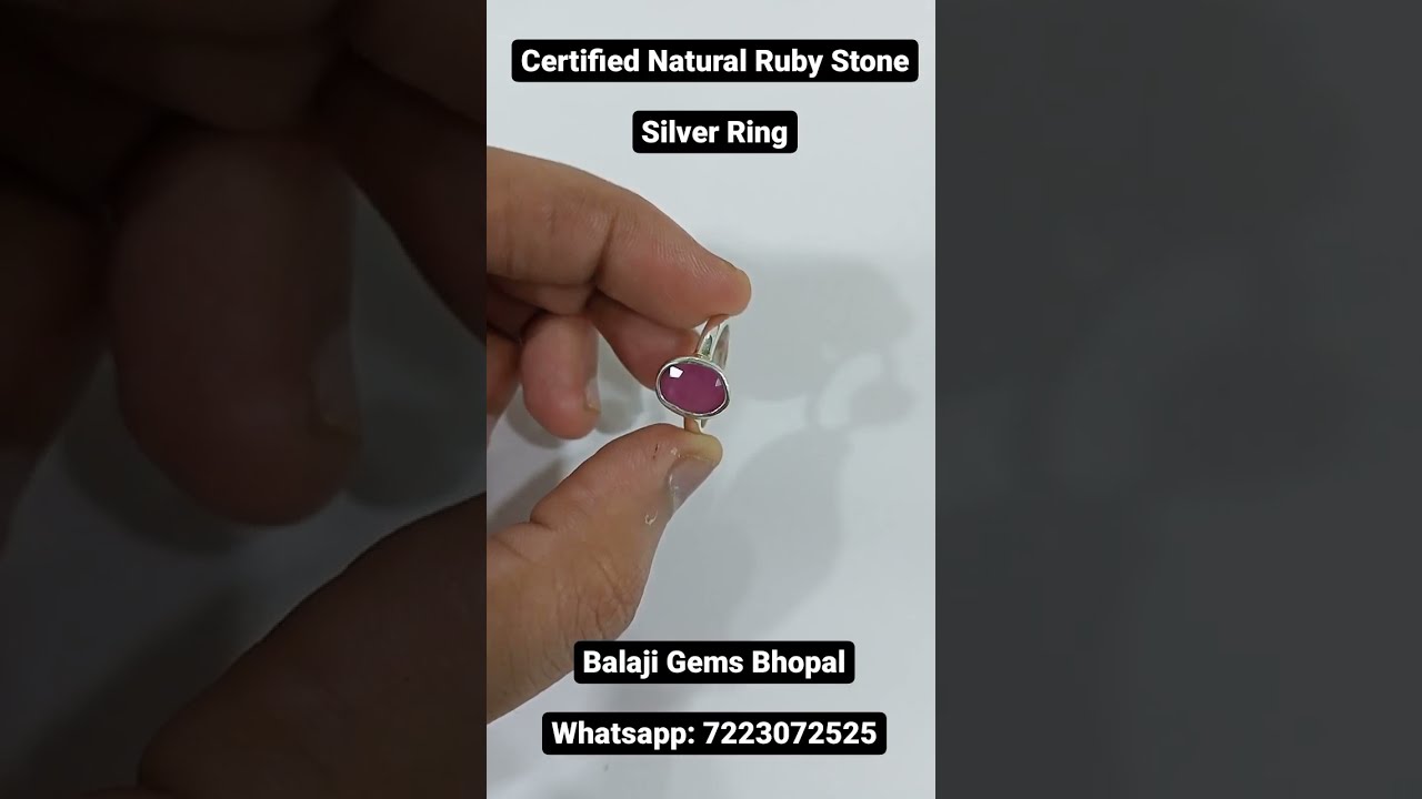 African Ruby Stone Silver Ring  Manik Stone  Shorts