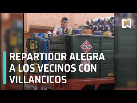 Repartidor de gas cantando villancicos muy alegre mientras trabaja - Por Las Mañanas