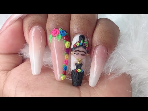 Uñas acrílicas 100% mexicanas Frida Khalo y flores 🇲🇽3D viva la  independencia 15 de septiembre - thptnganamst.edu.vn