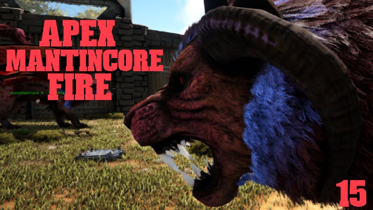 OverhaulDino X Ark Survival Hardcore APEX FIRE MANTINCORE  Destroys MEGA T REX with special ATTACK!