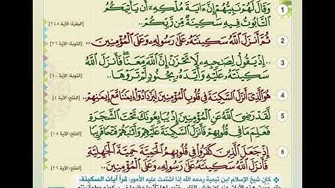 آيات السكينة ..هُوَ الَّذِي أَنزَلَ السَّكِينَةَ فِي قُلُوبِ الْمُؤْمِنِينَ لِيَزْدَادُوا إِيمَانًا