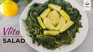 Vlita Salad - Amaranth Greens And Zucchini Salad With Ladolemono Dressing Fresh Piato