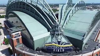 🏟️ American Family Field – Roof Open | Front & Back Drone Views in 4K 🚁