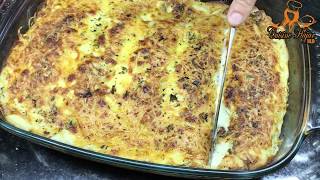 Gratin de crêpe au pomme de terre et brocoli غراتان كريب بالبروكولي والبطاطس وصلصة بشاميل رائعة