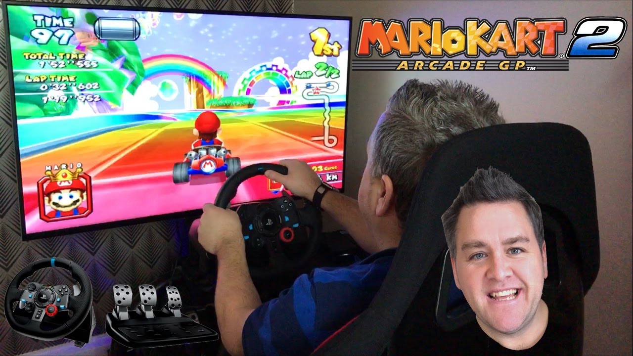 Mario Kart Arcade GP 2 Rainbow Cup Logitech G29 Racing Wheel