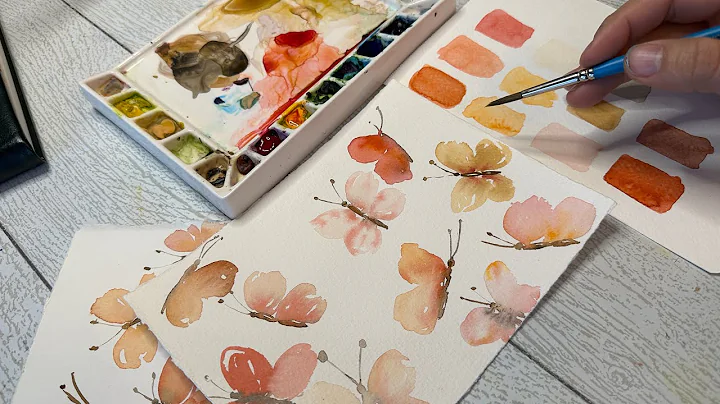 Watercolor Butterflys, Color Mixing Oranges for be...