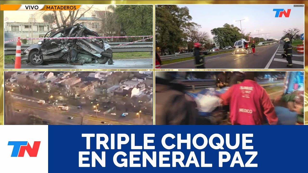 Brutal triple choque entre dos autos y una camioneta en la General Paz ...