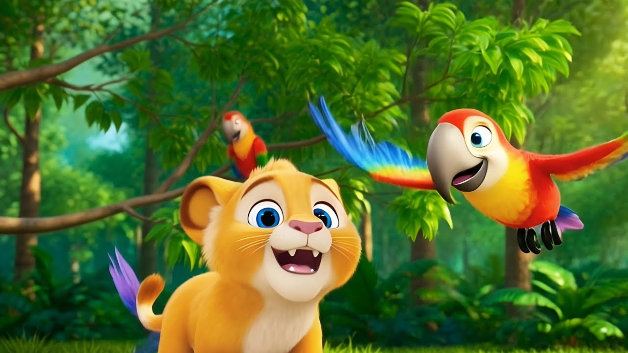 Tiny Lion Cub’s First Roar 🦁🌅 | Cute Baby Animal Rhyme for Kids - YouTube