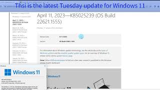 Windows 11 Update New Update April 2023 OS Build 22621.1555 .