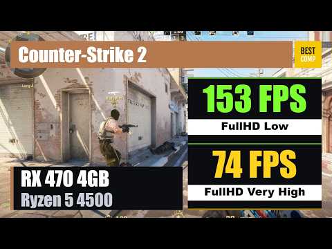 Náhled FPS testu Counter-Strike 2 na herním PC s RX 470 4GB a Ryzenem 5 4500