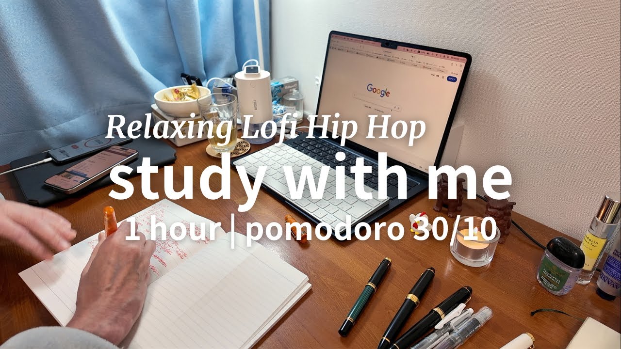 1 hour study with me | pomodoro 30/10 | Relaxing Lofi Hip Hop - YouTube